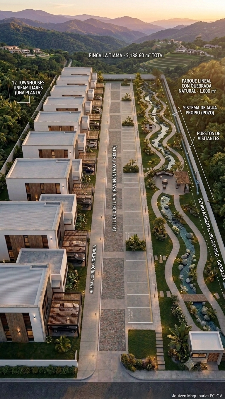 Macizo del Este Townhouses — Master plan — 5.188,60 m² totales, 12 townhouses